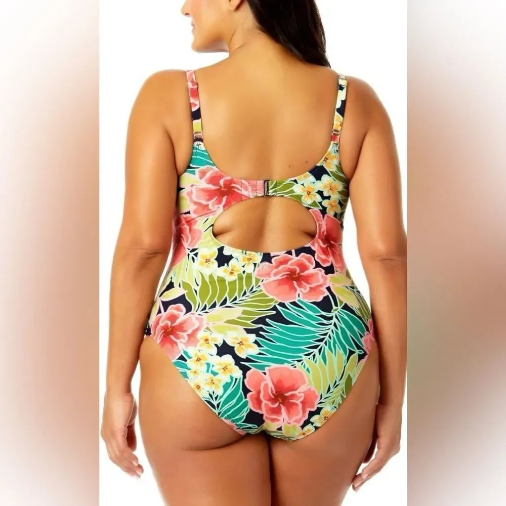 Hurley Women's Caribbean Dreamin One Piece Swimsuit, Size L